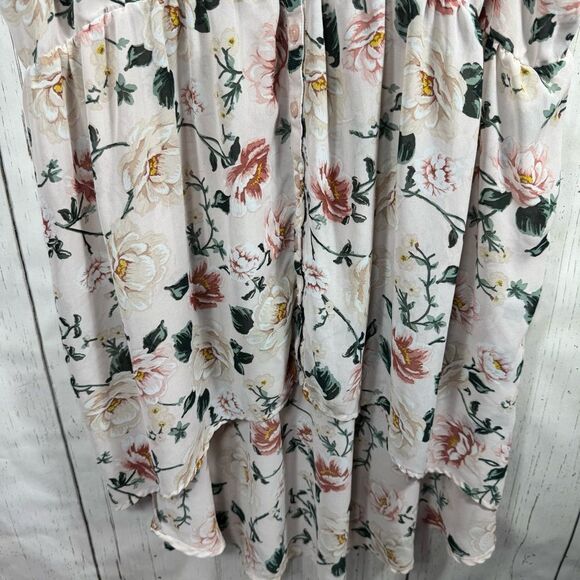 Torrid Lexie Womens Top Floral Chiffon Baby Doll High Low Button Front V Neck - Picture 9 of 12
